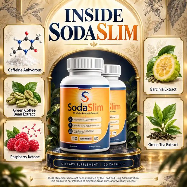 SodaSlim listing artwork naming the five ingredients